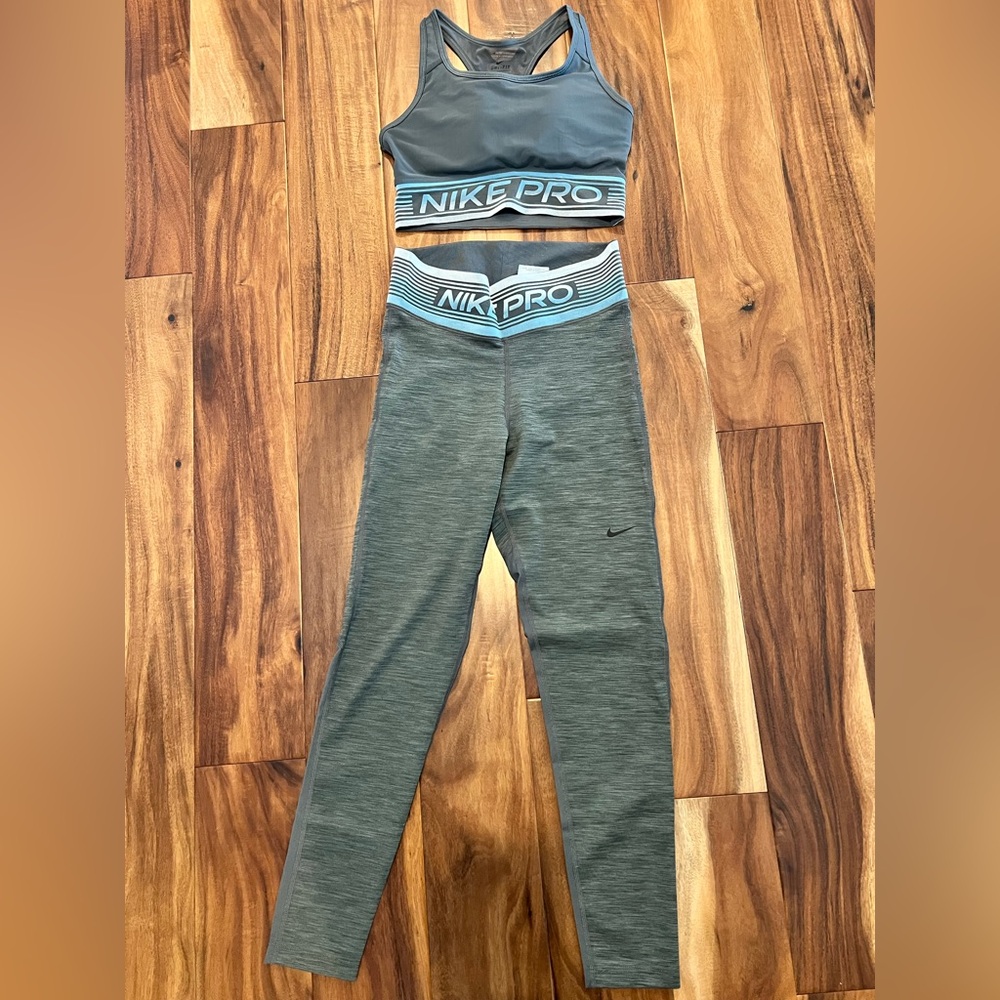 Nike Pro Grey, Blue & White Active SET